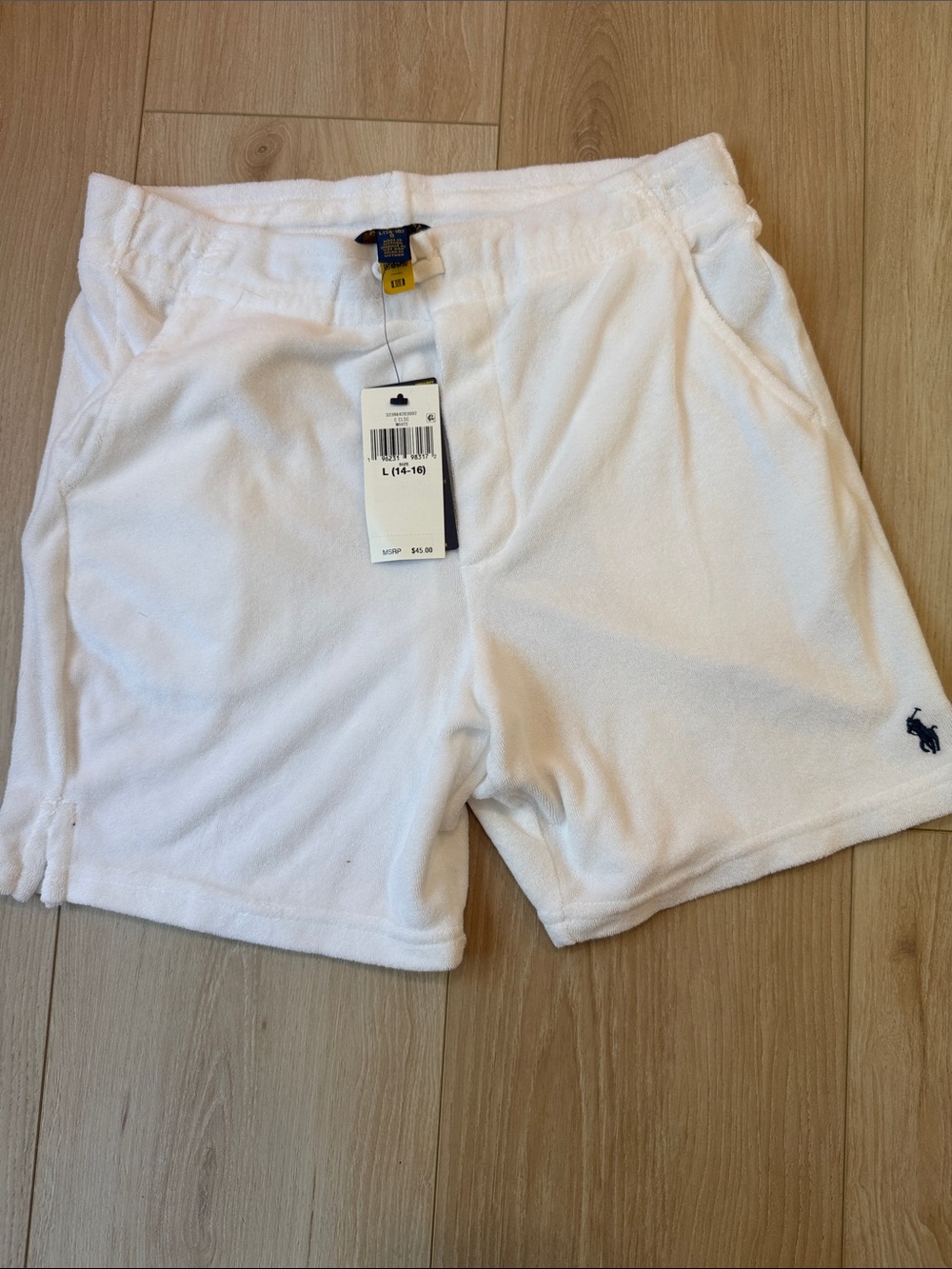 NWT Polo Ralph Lauren White Terry Shorts